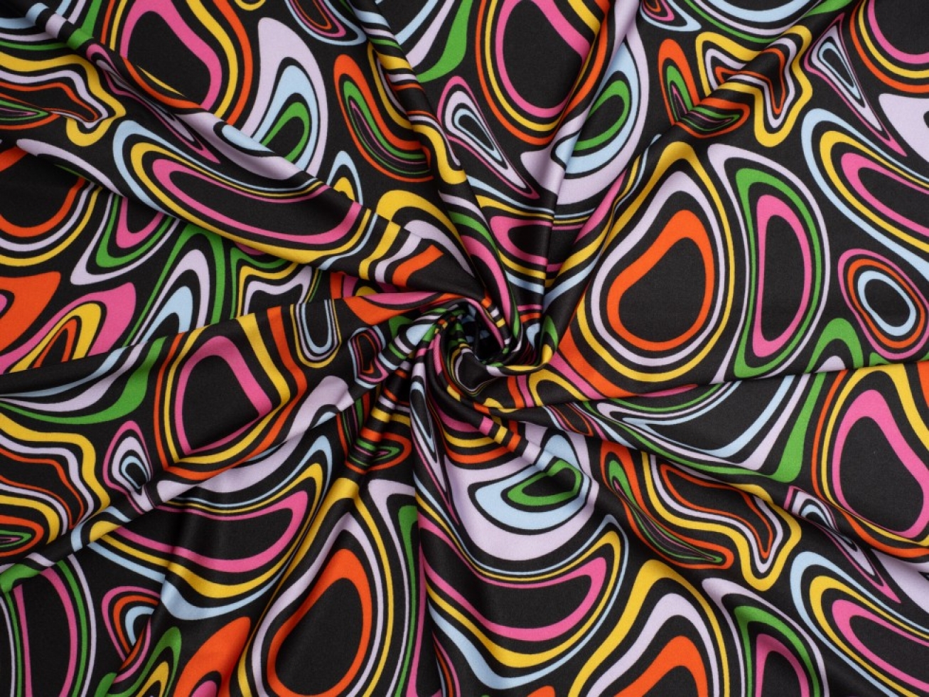 Minerva Exclusive Groovy Loops Glossy Activewear Lycra Stretch Knit Fabric