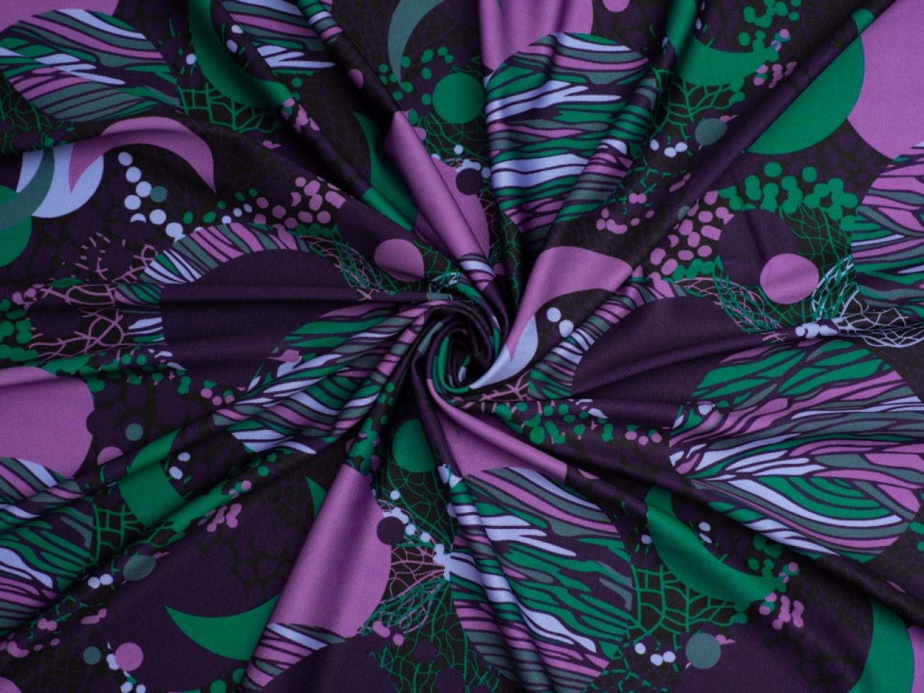 Minerva Exclusive Celestial Motion Glossy Activewear Lycra Stretch Knit Fabric Corona