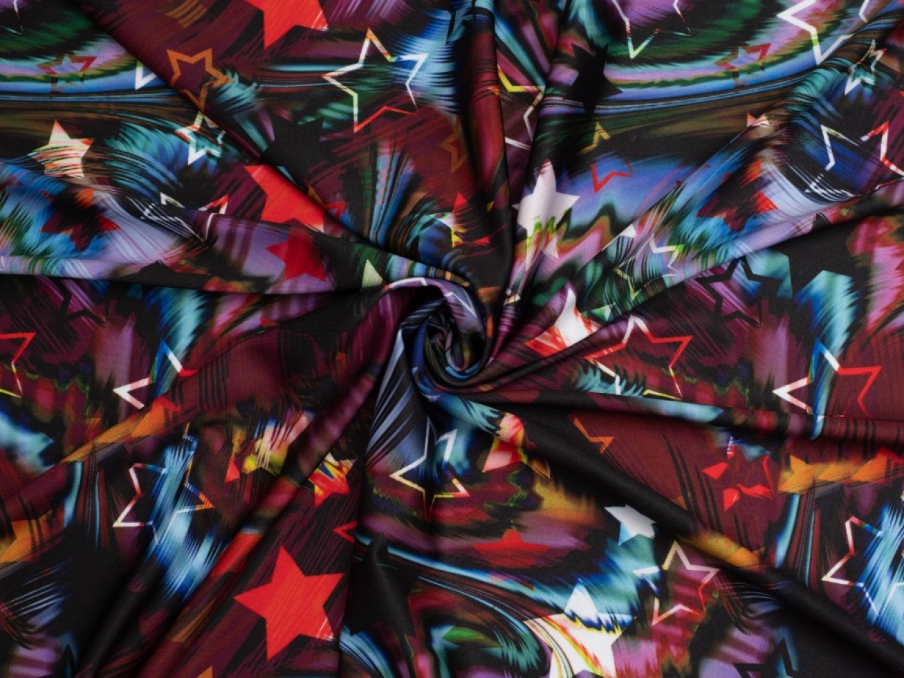 Minerva Exclusive Astral Flow Glossy Activewear Lycra Stretch Knit Fabric Nebula