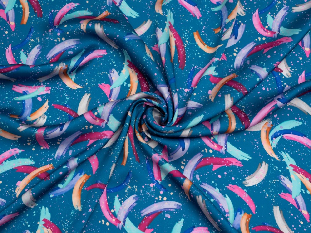 Minerva Exclusive Artistic Arcs Charmeuse Silky Satin Fabric Twilight