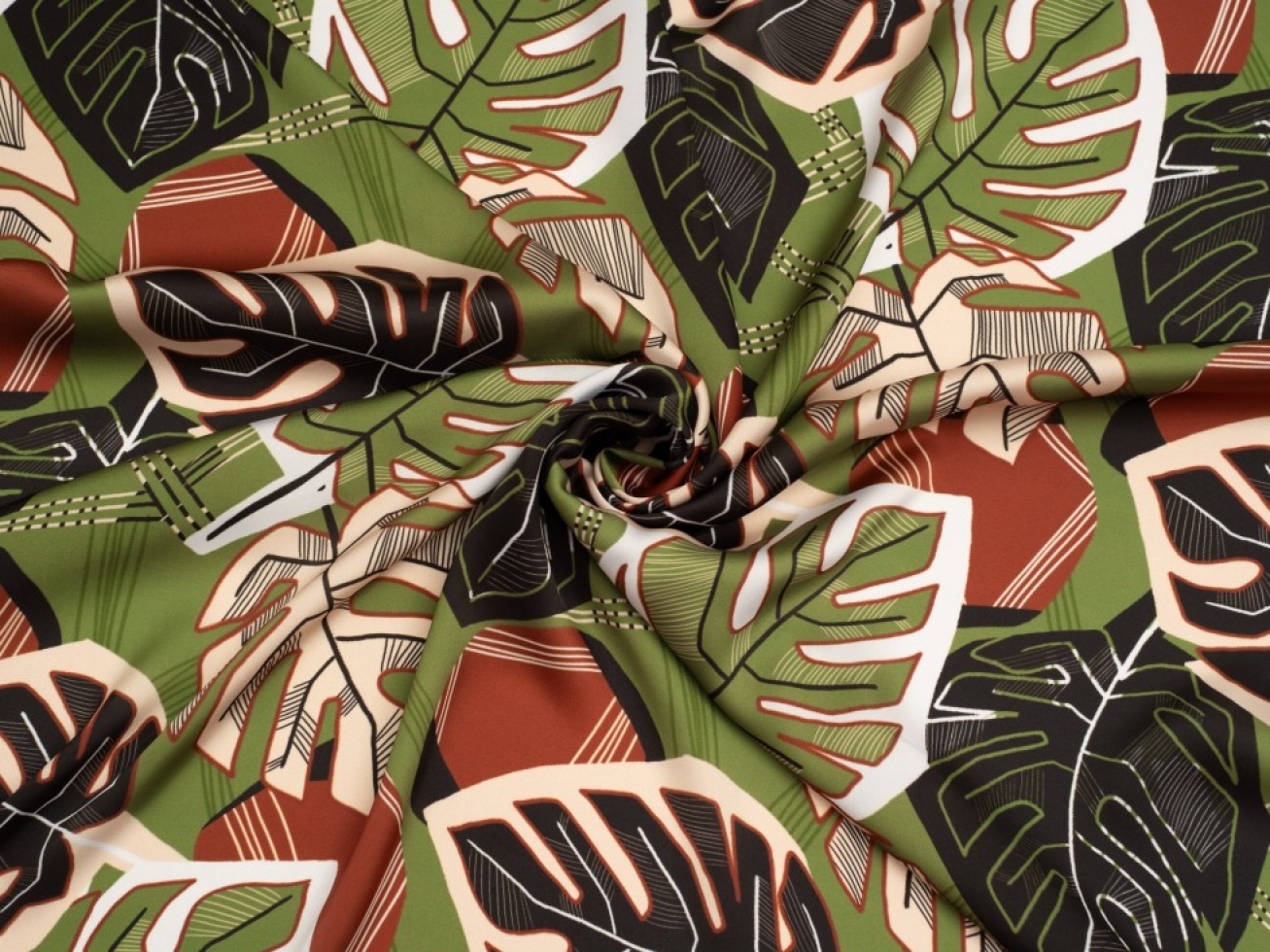 Minerva Exclusive Graphic Greenhouse Charmeuse Silky Satin Fabric