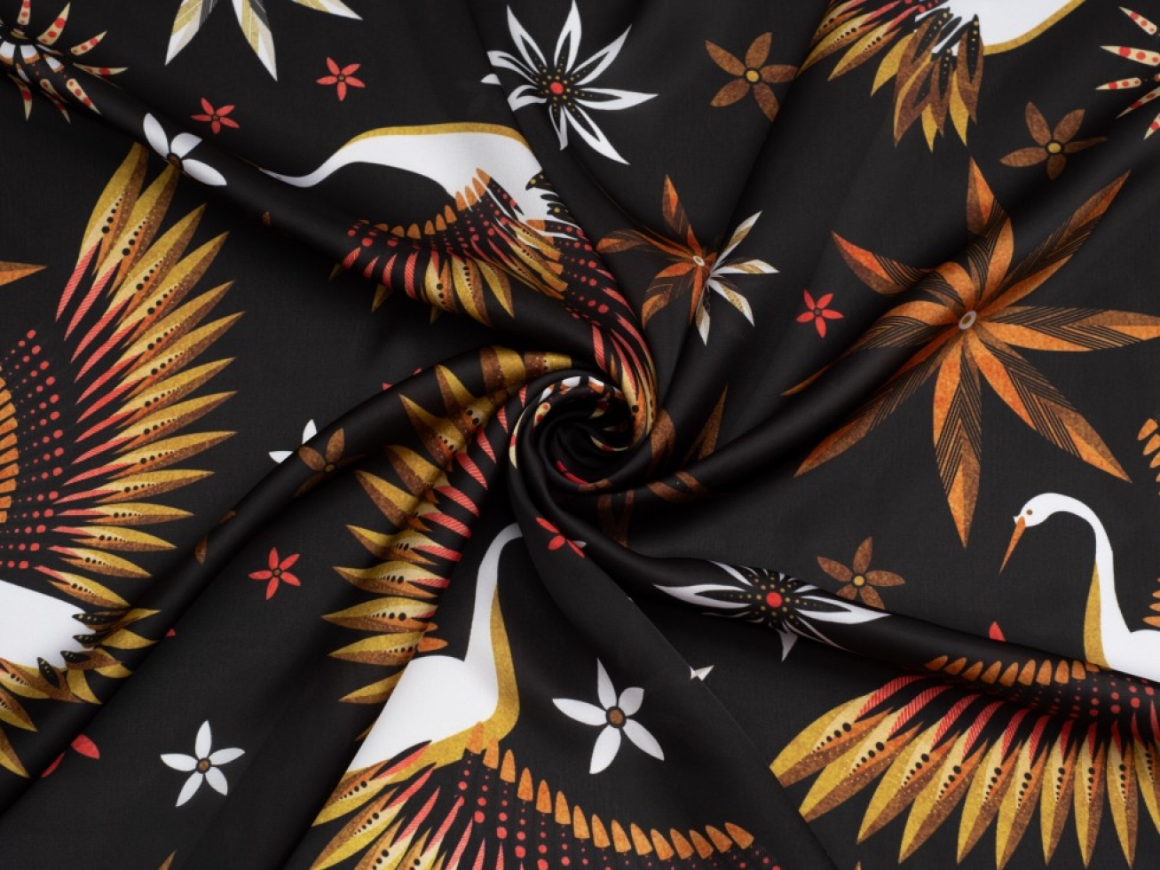 Minerva Exclusive Heron Geometry Charmeuse Silky Satin Fabric