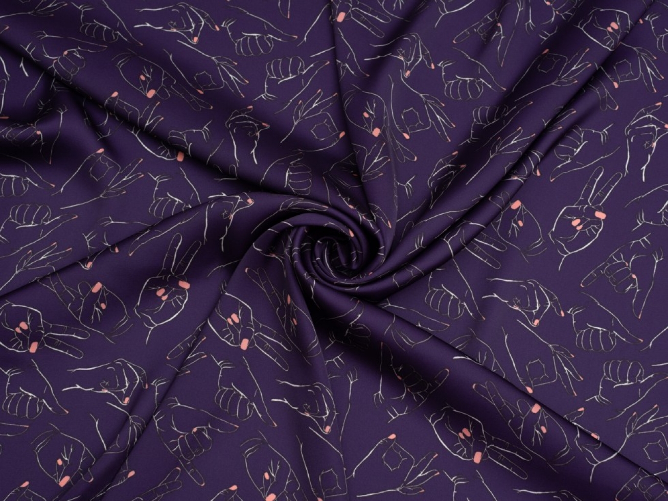 Minerva Exclusive Chatty Hands Charmeuse Silky Satin Fabric Wave