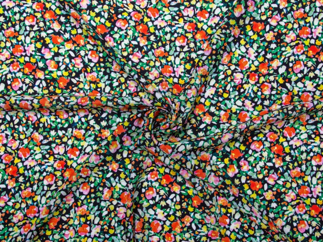 Minerva Exclusive Fluttering Floral Double Georgette Crepe Fabric Oasis