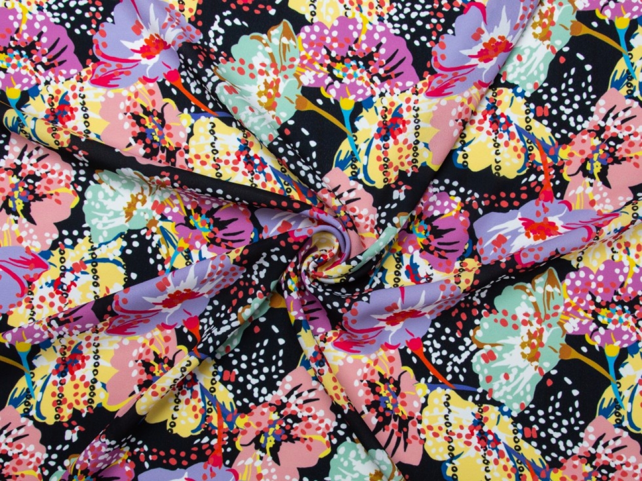 Minerva Exclusive Pollen Polka Double Georgette Crepe Fabric