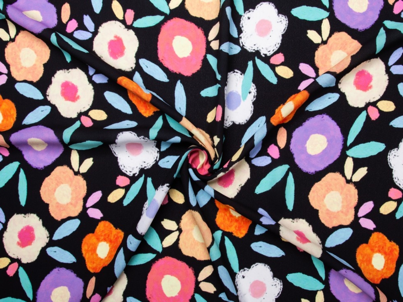 Minerva Exclusive Floral Whirl Double Georgette Crepe Fabric
