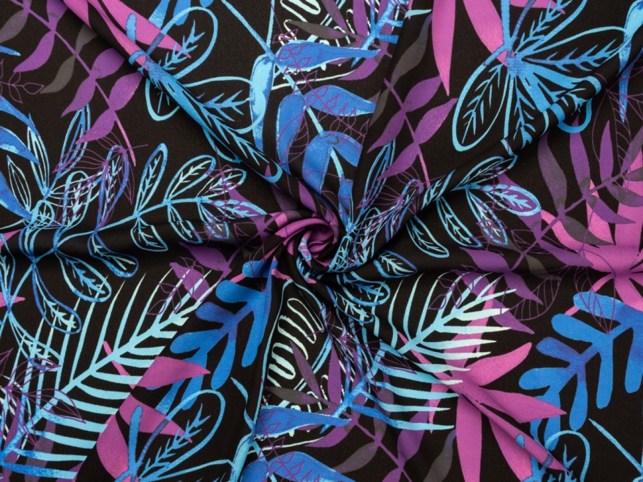 Minerva Exclusive Lithograph Leaves Double Georgette Crepe Fabric