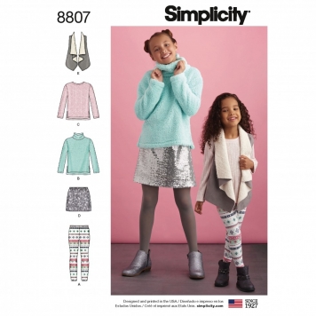 Simplicity 8998 Children's Easy-To-Sew Sportswear Dress, Top, Pants