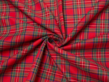Royal Stewart Tartan Fabric Brushed 100% Cotton Colours Red & Green very  cosy