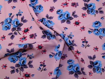 Buy Light Blue With Blue Floral Chiffon Dobby Fabric Online