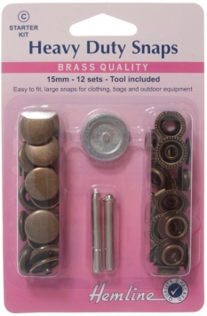 15mm Antique Brass Spring Snaps - 10 Pack