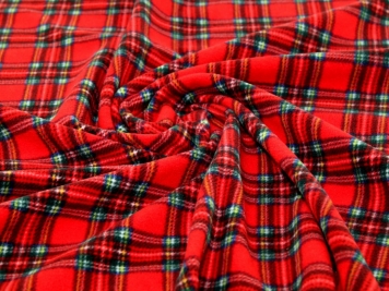 Camelot Fabrics Fleece Plaid Stewart Tartan Red Royal Fabric By