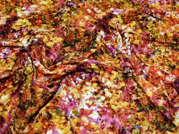 MV-M672-Tangerine-M Abstract Print Viscose Challis Dress Fabric