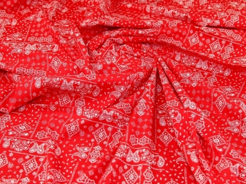 Red Bandana Print Fabric