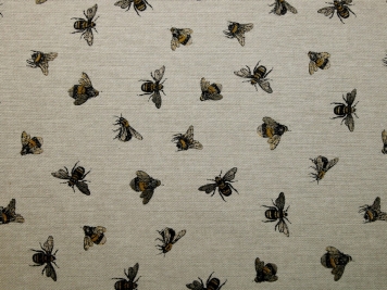 Cotton Canvas Grey Bee Fabric