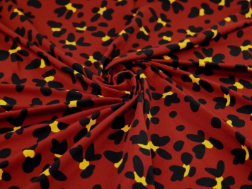Ink-Matte-Black Velvet Leopard Printed Stretch Double Knit Fabric
