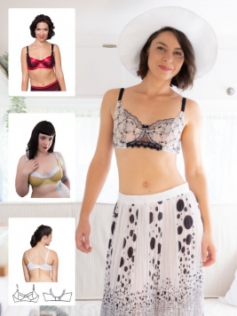 WMNS Peek-A-Boo Lace Fabric Set - Bra with Multi-Strap Back and Scalloped  Panties / Black