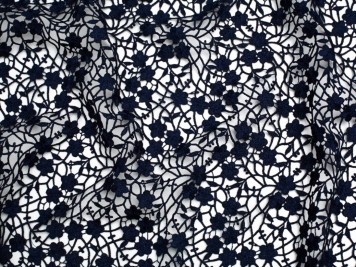 Dark Navy Geometric Guipure Lace Fabric for Special Occasions