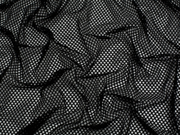 Wet Look P.U. Coated Fishnet Mesh Net Fabric, Per Metre - Plain - Black 