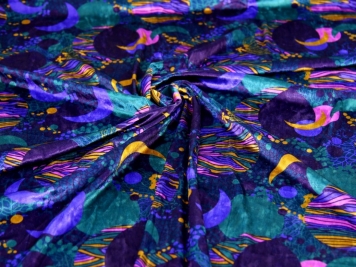 Pink Purple Floral Satin - Bloomsbury Square Dressmaking Fabric
