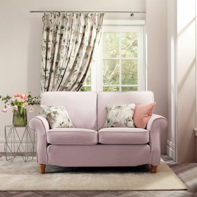Sofa Covers in Bayswater - Blush, Curtains in Peony - Blush