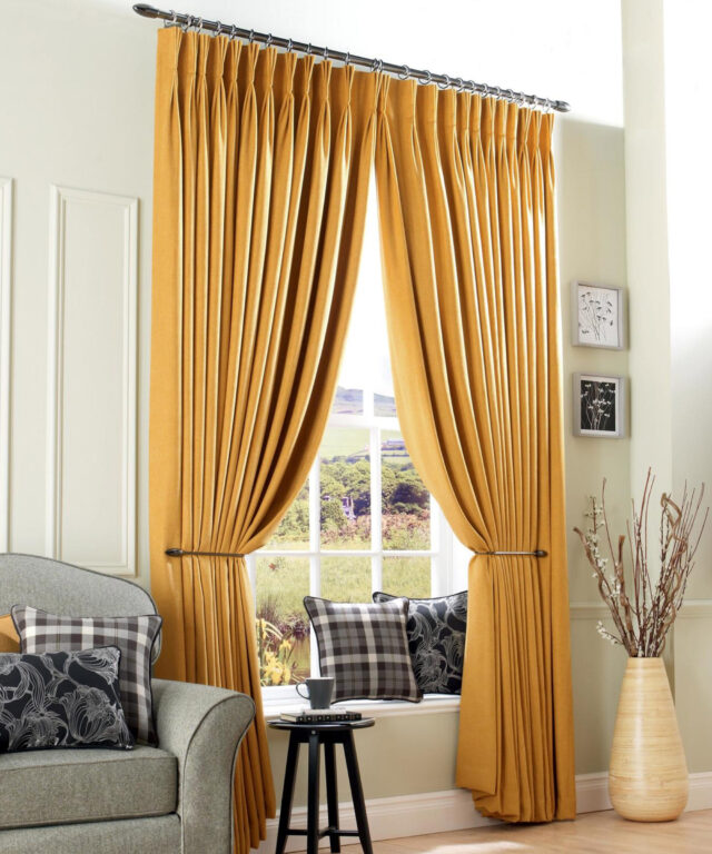 Savannah - Gold, Pinch Pleat Curtains