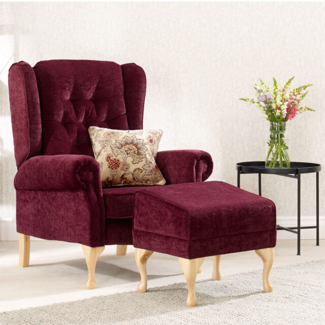 Queen Anne Chair Reupholstered in Cardinal, Burgundy