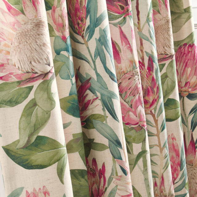 King Protea - Rhodera, Pencil Pleat Curtains