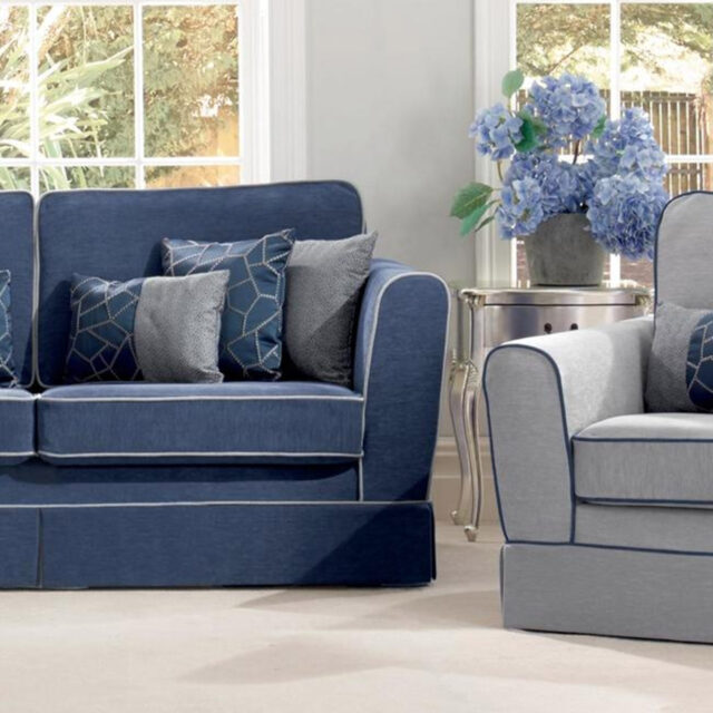 Maddison - Airforce sofa and Dove chair, Easifit covers