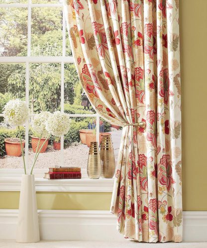 Jacobean Opulence - Red/Green - Pencil Pleat Curtains