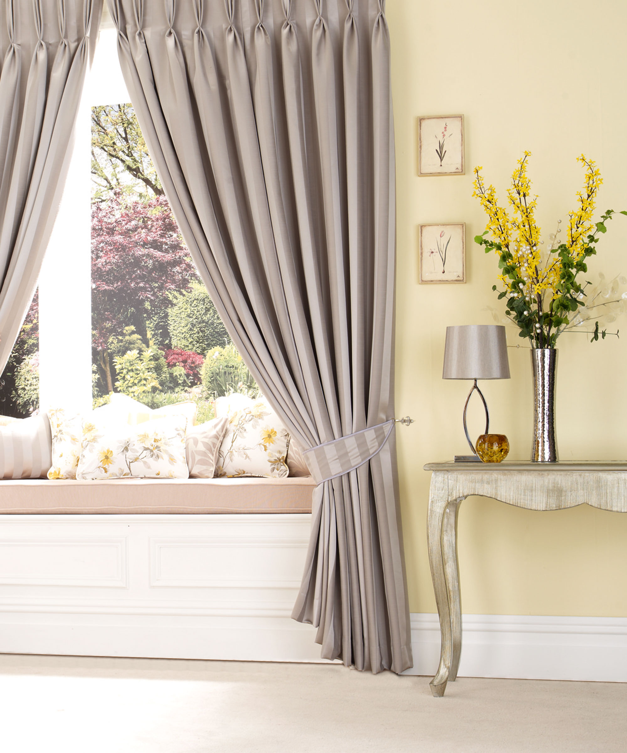 Wentworth Stripe - Grey, Pinch Pleat Curtains