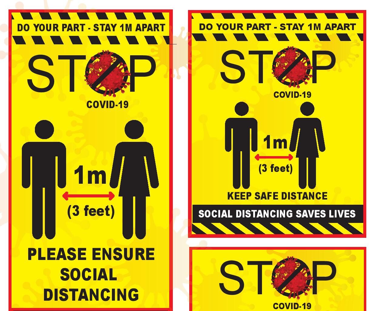 Updated Social Distancing Signage - The 1 Metre Rule - Stone Create